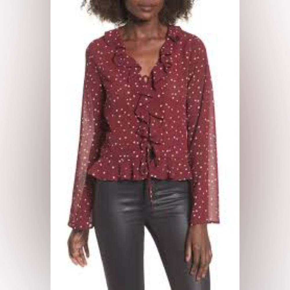 Elodie Ruffled Star Blouse, Size XS